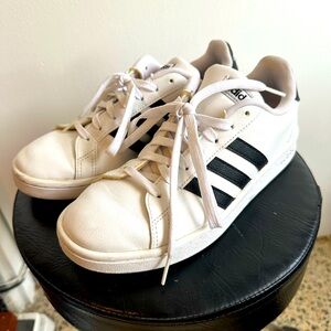 Adidas Cloudfoam White Sneakers with Black Stripes
